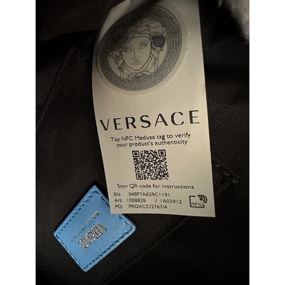 NWT $1275 Versace Quilted Lamb Leather Blue Medium Shoulder Bag 1008828 Italy - Picture 15 of 16